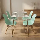 Comedor Mesa Vidrio 120x80cm 4 Sillas Eames