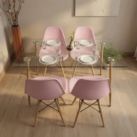 Comedor Mesa Vidrio 120x80cm 4 Sillas Eames