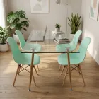 Comedor Mesa Vidrio 120x80cm 4 Sillas Eames