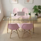 Comedor Mesa Vidrio 120x80cm 4 Sillas Eames