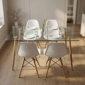Comedor Mesa Vidrio 120x80cm 4 Sillas Eames