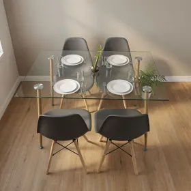 Comedor Mesa Vidrio 120x80cm 4 Sillas Eames