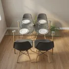 Comedor Mesa Vidrio 120x80cm 4 Sillas Eames