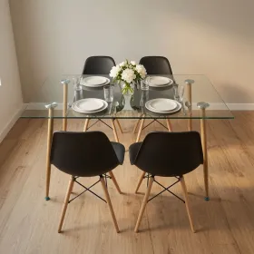 Comedor Mesa Vidrio 120x80cm 4 Sillas Eames