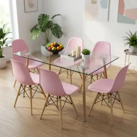 Comedor Mesa Vidrio 120x80cm 6 Sillas Eames