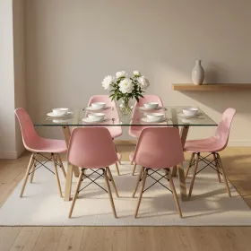 Comedor Mesa Vidrio 120x80cm 6 Sillas Eames
