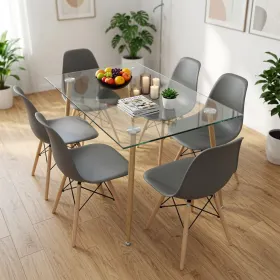 Comedor Mesa Vidrio 120x80cm 6 Sillas Eames
