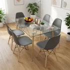 Comedor Mesa Vidrio 120x80cm 6 Sillas Eames