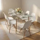 Comedor Mesa Vidrio 120x80cm 6 Sillas Eames