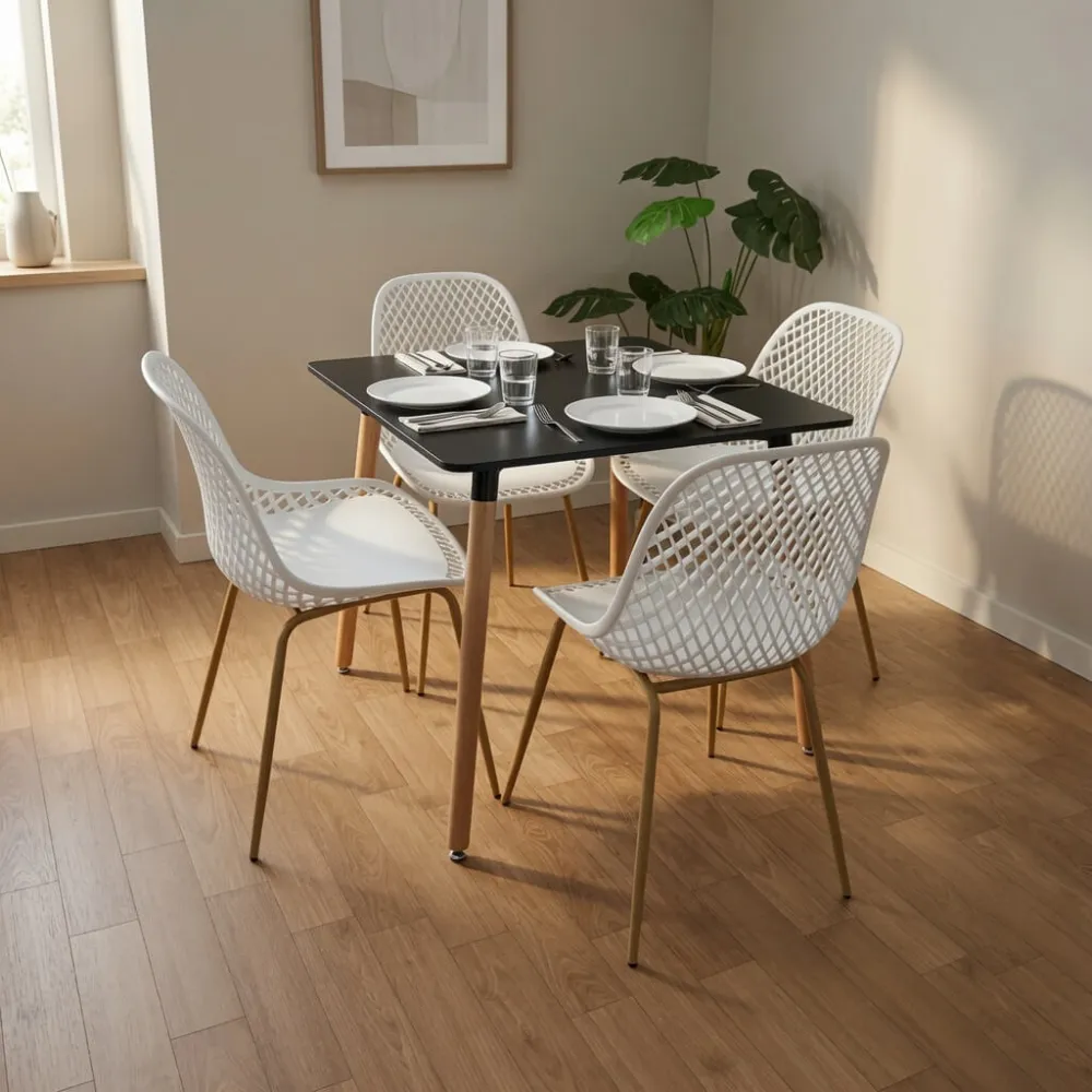Comedor Mesa Eames MDF 80x80cm Sillas Panal