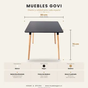 Comedor Mesa Eames MDF 80x80cm Sillas Panal