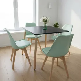 Comedor Mesa Eames MDF 80x80cm Sillas Tulip Acolchadas