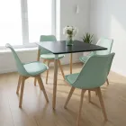 Comedor Mesa Eames MDF 80x80cm Sillas Tulip Acolchadas