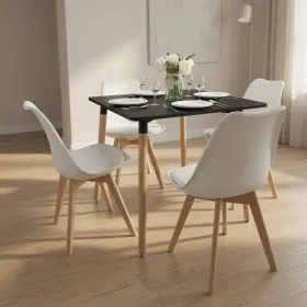 Comedor Mesa Eames MDF 80x80cm Sillas Tulip Acolchadas