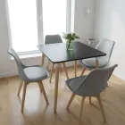 Comedor Mesa Eames MDF 80x80cm Sillas Tulip Acolchadas