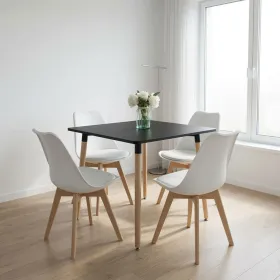 Comedor Mesa Eames MDF 80x80cm Sillas Tulip Acolchadas