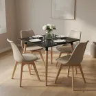 Comedor Mesa Eames MDF 80x80cm Sillas Tulip Acolchadas