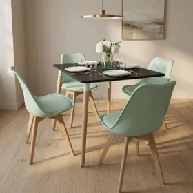 Comedor Mesa Eames MDF 80x80cm Sillas Tulip Acolchadas
