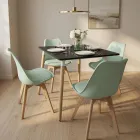 Comedor Mesa Eames MDF 80x80cm Sillas Tulip Acolchadas