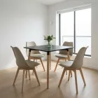 Comedor Mesa Eames MDF 80x80cm Sillas Tulip Acolchadas