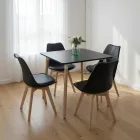 Comedor Mesa Eames MDF 80x80cm Sillas Tulip Acolchadas