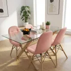 Comedor Mesa Vidrio 140x90cm 4 Sillas Buckle Ecocuero