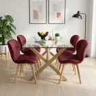 Comedor Mesa Vidrio 140x90cm 4 Sillas Velvet Terciopelo