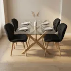 Comedor Mesa Vidrio 140x90cm 4 Sillas Velvet Terciopelo
