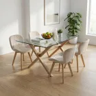 Comedor Mesa Vidrio 140x90cm 4 Sillas Velvet Terciopelo