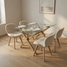 Comedor Mesa Vidrio 140x90cm 4 Sillas Velvet Terciopelo