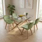 Comedor Mesa Vidrio 140x90cm 4 Sillas Velvet Terciopelo