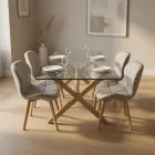 Comedor Mesa Vidrio 140x90cm 4 Sillas Velvet Terciopelo