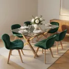 Comedor Mesa Vidrio 140x90cm 6 Sillas Velvet Terciopelo