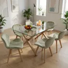 Comedor Mesa Vidrio 140x90cm 6 Sillas Velvet Terciopelo