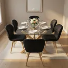 Comedor Mesa Vidrio 140x90cm 6 Sillas Velvet Terciopelo