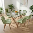 Comedor Mesa Vidrio 140x90cm 6 Sillas Velvet Terciopelo