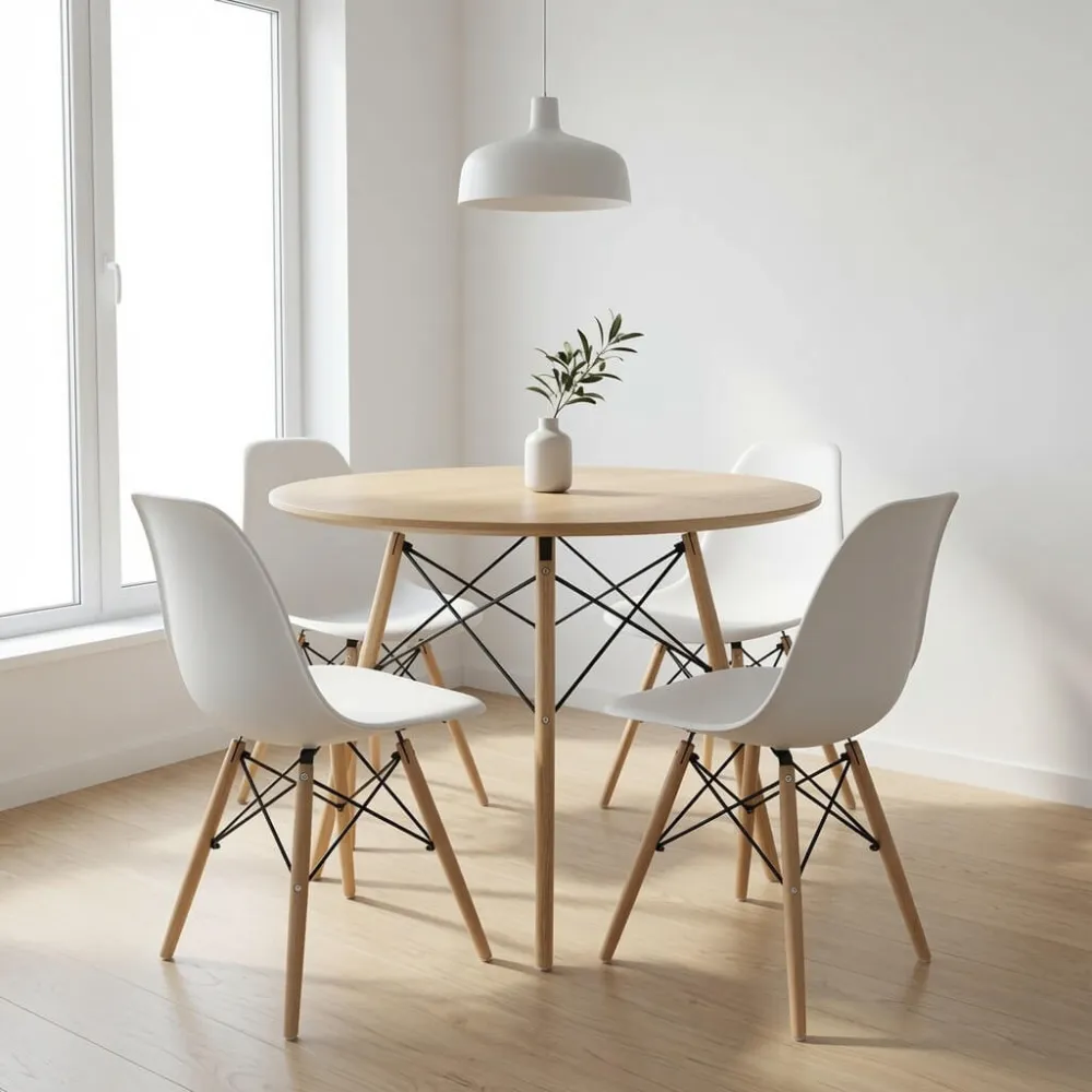 Comedor Mesa Redonda Eames 80cm 4 Sillas Eames