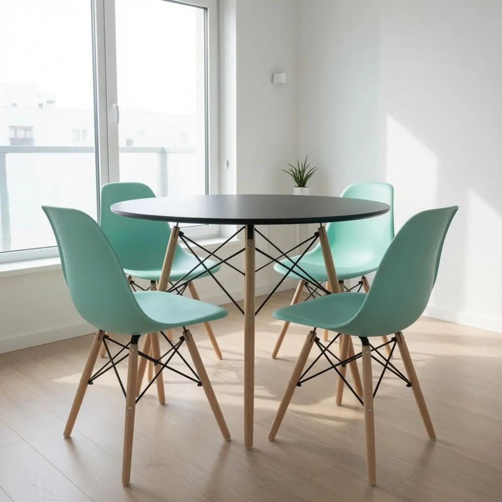 Comedor Mesa Redonda Eames 80cm 4 Sillas Eames