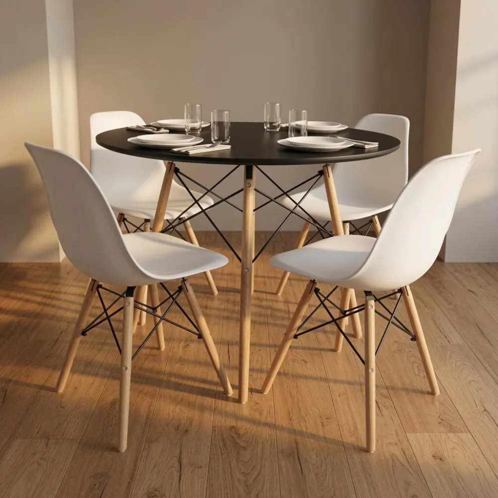 Comedor Mesa Redonda Eames 80cm 4 Sillas Eames