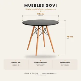Comedor Mesa Redonda Eames 80cm 4 Sillas Eames