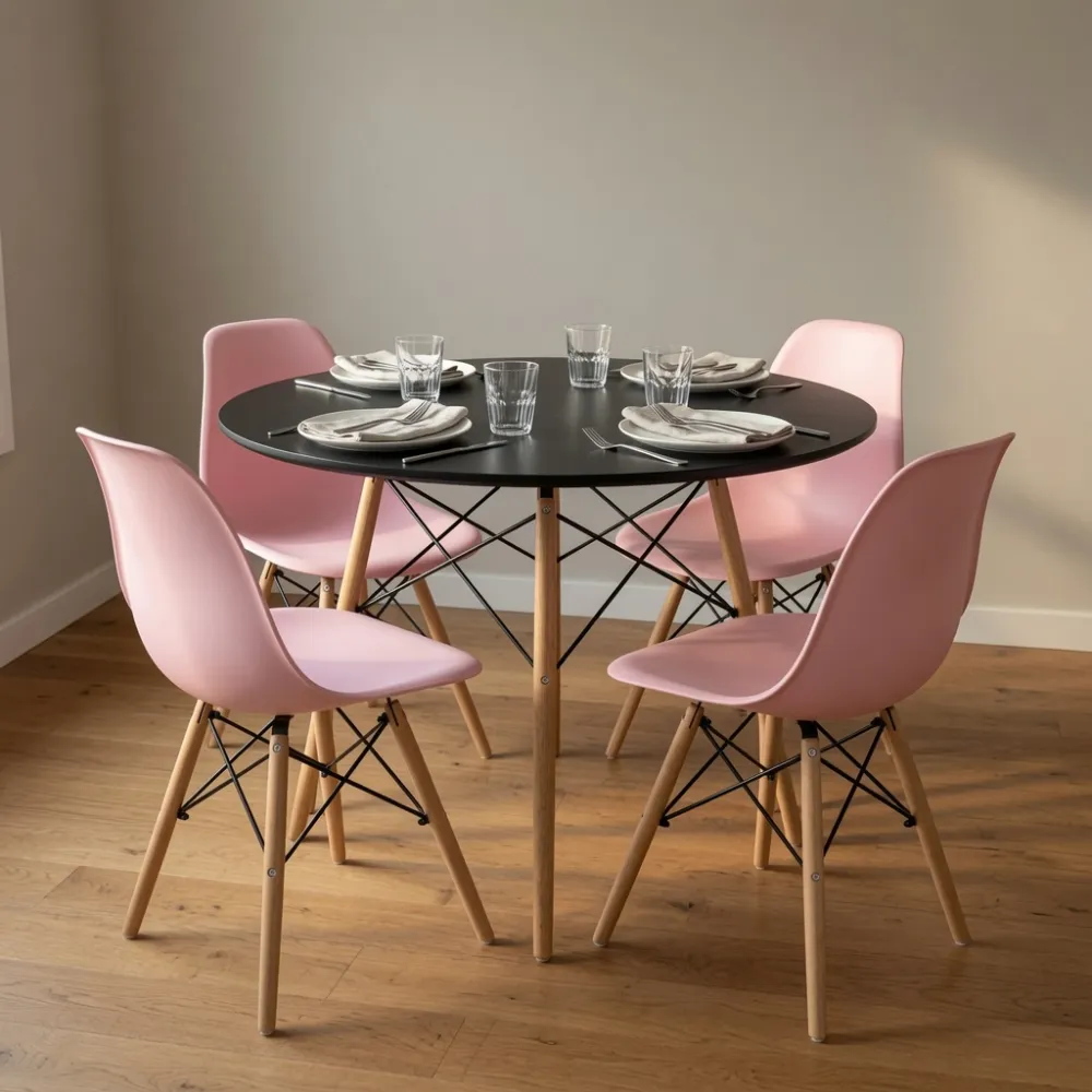 Comedor Mesa Redonda Eames 80cm 4 Sillas Eames