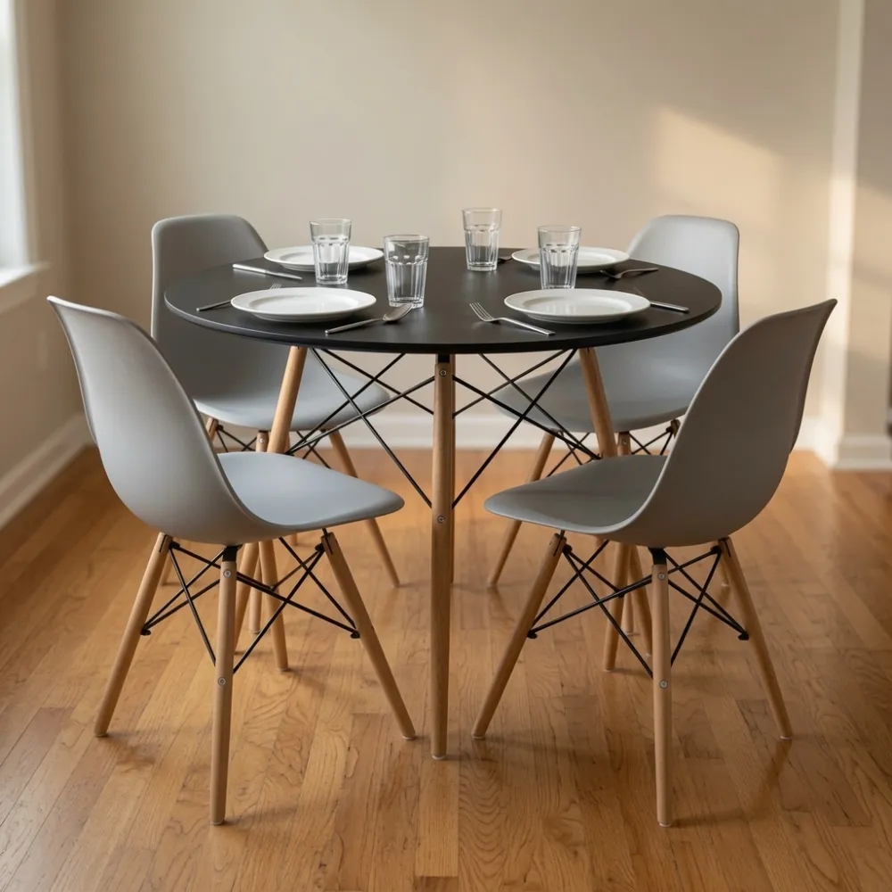 Comedor Mesa Redonda Eames 80cm 4 Sillas Eames