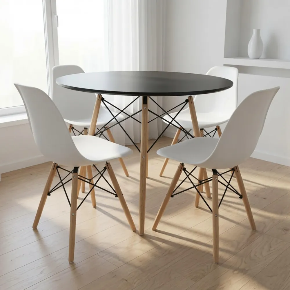 Comedor Mesa Redonda Eames 100cm 4 Sillas Eames