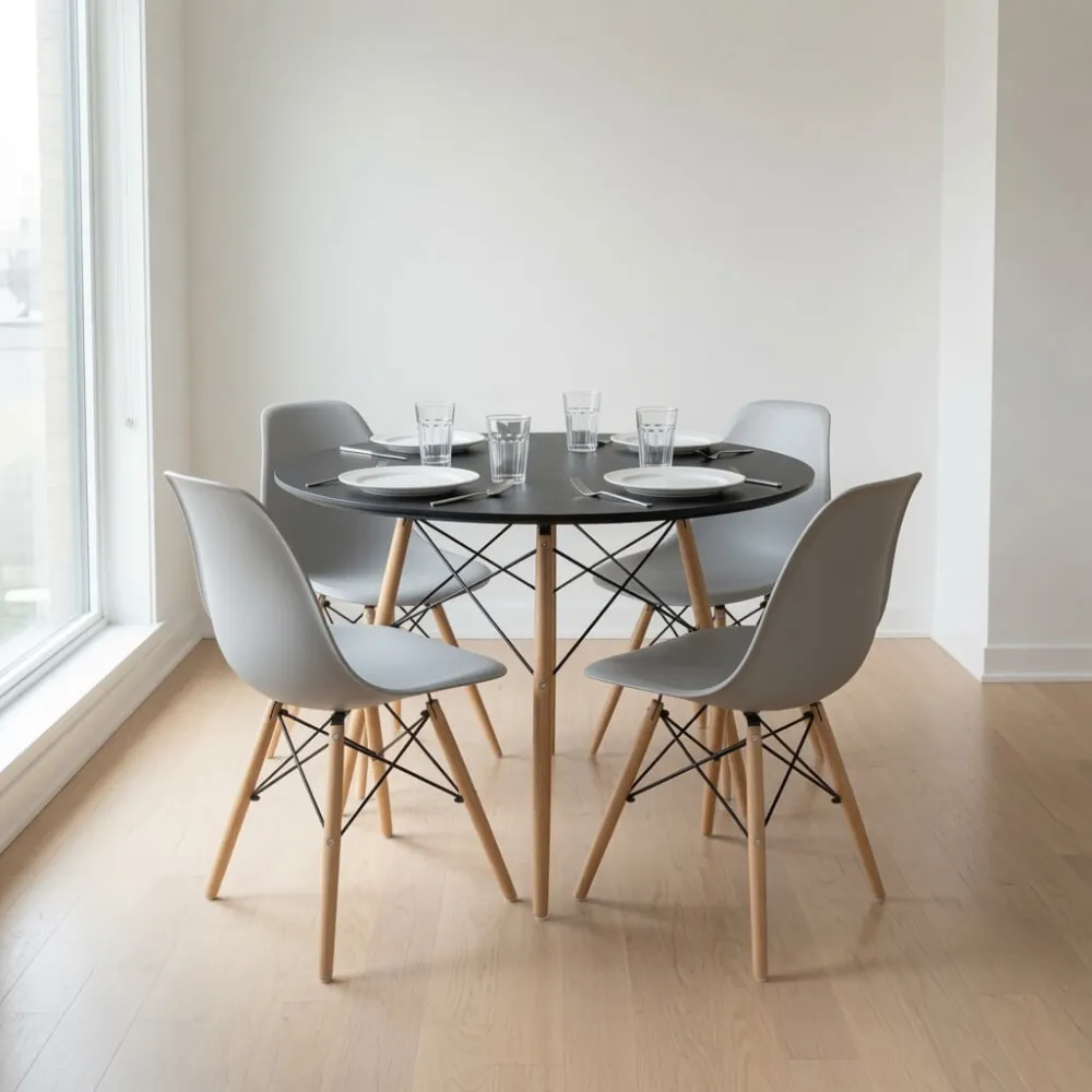 Comedor Mesa Redonda Eames 100cm 4 Sillas Eames