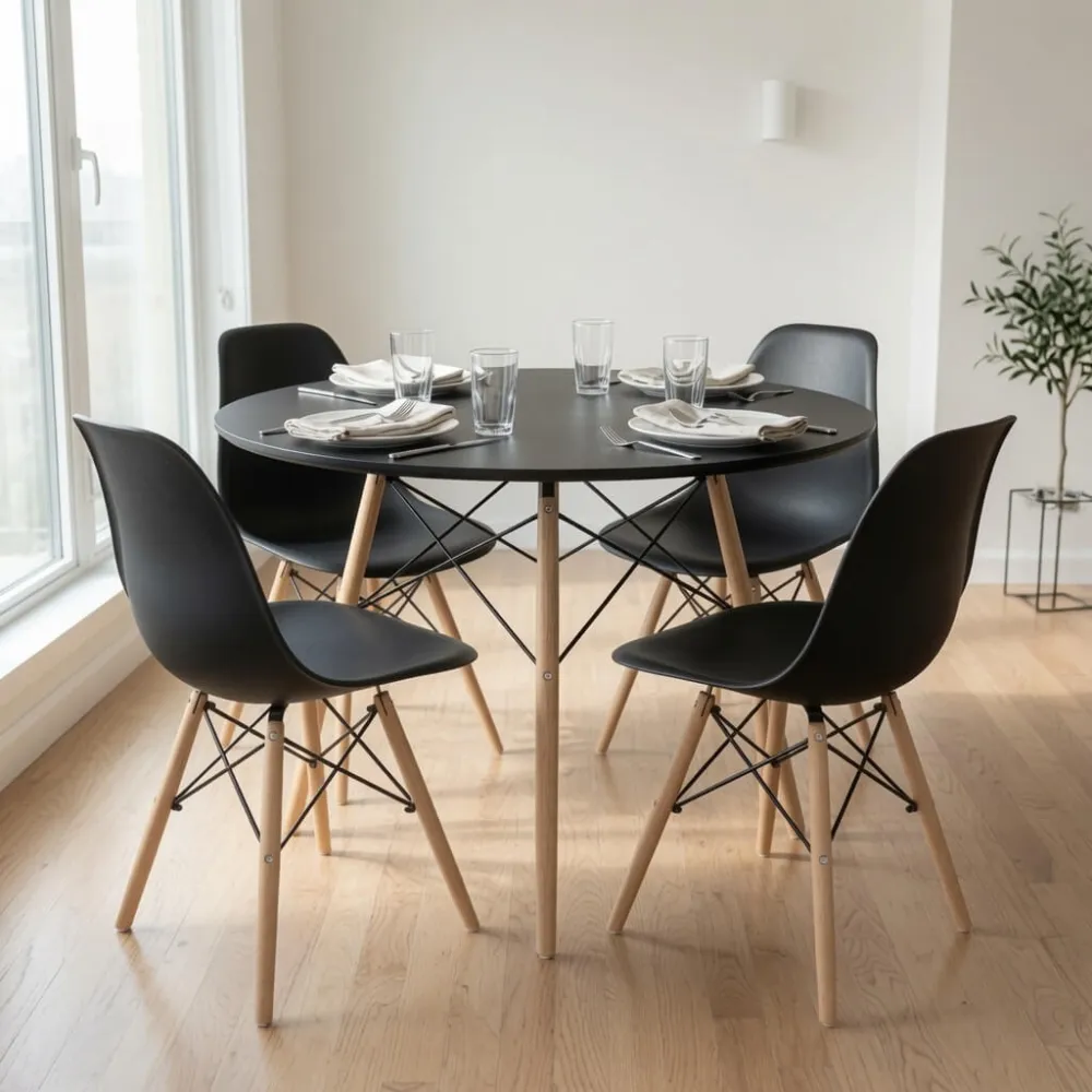 Comedor Mesa Redonda Eames 100cm 4 Sillas Eames