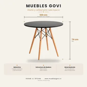 Comedor Mesa Redonda Eames 100cm 4 Sillas Eames