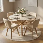 Comedor Mesa Vidrio 100cm 4 Sillas Velvet Felpa