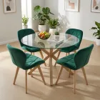 Comedor Mesa Vidrio 100cm 4 Sillas Velvet Felpa