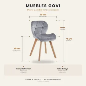 Comedor Mesa Vidrio 100cm 4 Sillas Velvet Felpa