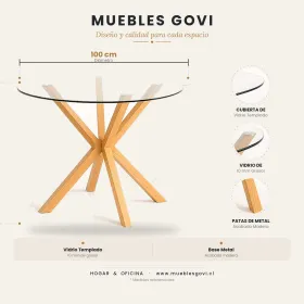 Comedor Mesa Vidrio 100cm 4 Sillas Velvet Felpa